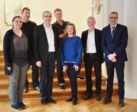 Bilduntertitel: Neuer Vorstand der Architektenkammer Mecklenburg-Vorpommern – ohne Vizepräsident Markus Weise, v. l. Ilka Thaumüller, Matthias Proske, Christoph Meyn, Kurt M. Herrmann, Christiane Albert, Carsten Nielsen, Robert Erdmann | Foto: AK M-V